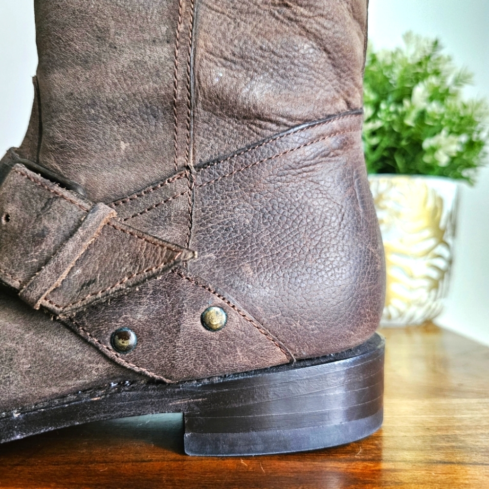 DV By Dolce Vita Brown Leather Equestrian Riding Knee High Rustic Tall Boots 8.5 - Picture 4 of 16